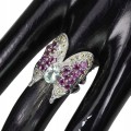 Pierścionek naturalny 925 srebrny granaty motyl 13