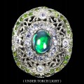 Tanzanite ring, black opal diopsides, size 14.5
