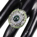 Tanzanite ring, black opal diopsides, size 14.5