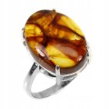 Natural silver amber ring 925 size 14.5