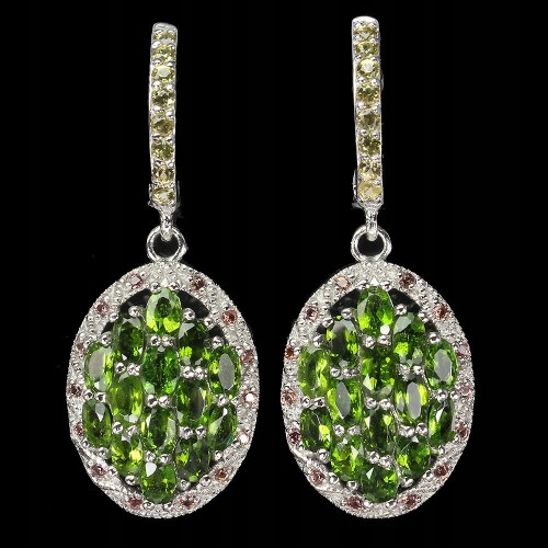 Silver Songea Sapphire earrings 925 diopsides