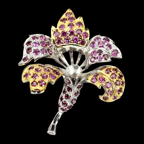 Silver garnet brooch 925 beautiful rhodolite flower
