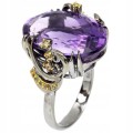 Amethyst ring, 22.76 ct, silver sapphires, size 16