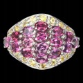 Silver ring garnet sapphires 925 size 13