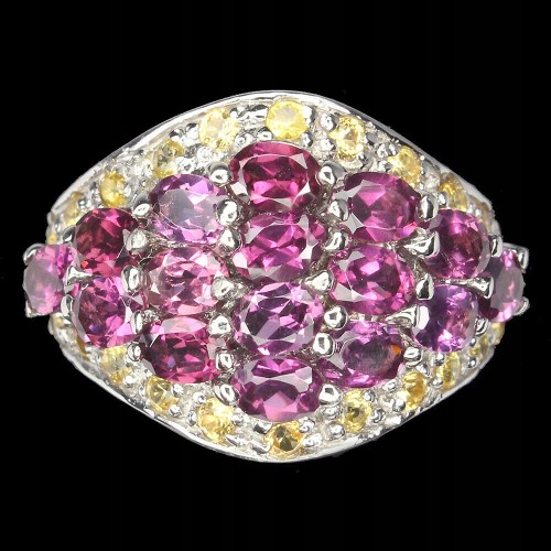 Silver ring garnet sapphires 925 size 13