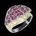 Silver ring garnet sapphires 925 size 13