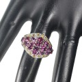 Silver ring garnet sapphires 925 size 13