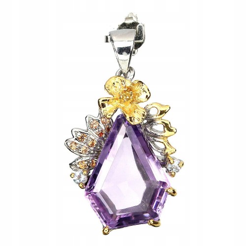 Natural amethyst tanzanite pendant 925 silver