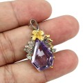 Natural amethyst tanzanite pendant 925 silver