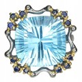 Pierścionek 16.57ct Sky Blue Topaz szafiry r 15.5