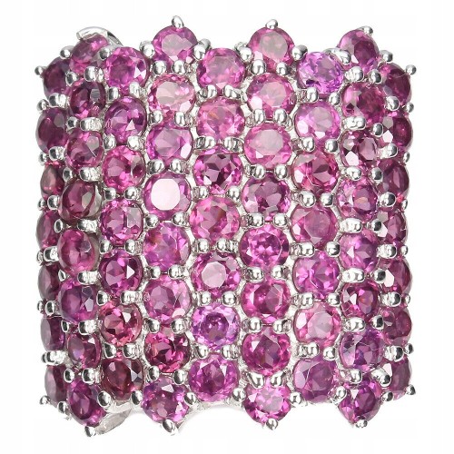 Natural rhodolite garnet silver ring size 16