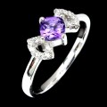 Pierścionek naturalny ametyst delikatny 925 r 17