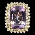 Silver ring size 20.5 20x15mm amethrin topaz