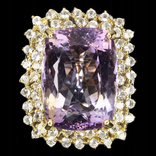 Silver ring size 20.5 20x15mm amethrin topaz