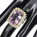 Silver ring size 20.5 20x15mm amethrin topaz