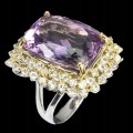 Silver ring size 20.5 20x15mm amethrin topaz