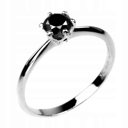 Pierścionek czarny diament 0.5ct r 19.5 certyfikat