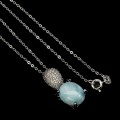 Srebrny naszyjnik cyrkonie larimar naturalne 17