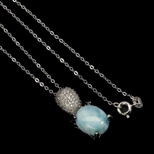 Srebrny naszyjnik cyrkonie larimar naturalne 17