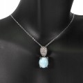 Srebrny naszyjnik cyrkonie larimar naturalne 17