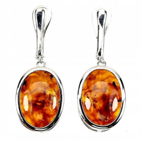 Natural amber silver earrings 925 4