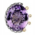 Amethyst ring, 41.25 ct, silver sapphires, size 16