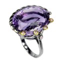 Amethyst ring, 41.25 ct, silver sapphires, size 16