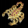 Silver ring 925 rubies size 16 scorpion