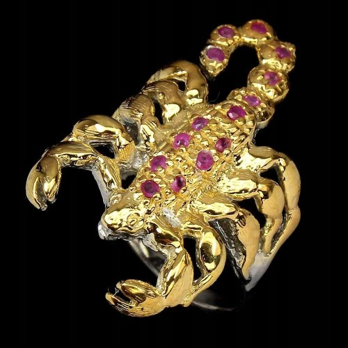 Silver ring 925 rubies size 16 scorpion