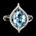 Natural silver topaz swiss blue size 14 ring 3