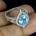 Natural silver topaz swiss blue size 14 ring 3