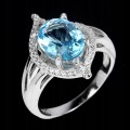 Natural silver topaz swiss blue size 14 ring 3