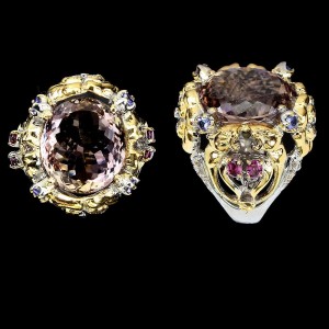 Srebrny pierścionek r 17 ametryn 19x17mm tanzanity