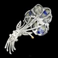 Broszka srebro lapis lazuli 925 naturalne szafiry