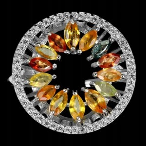 Pierścionek Songea szafiry srebro 925 natural r 14