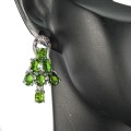 Srebrne kolczyki naturalne granaty diopsydy 925 4
