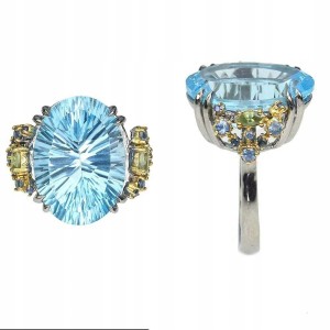 Pierścionek 16.91ct Sky Blue Topaz szafiry r17 925