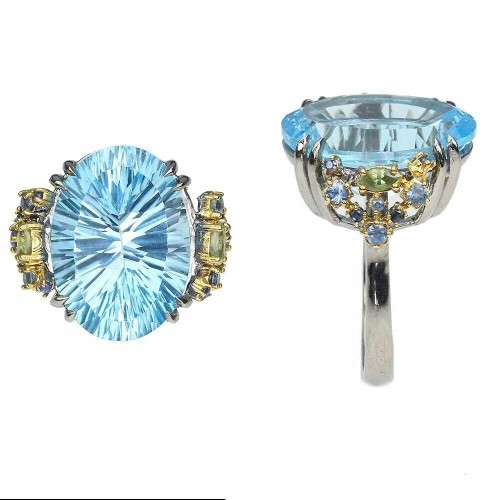 Pierścionek 16.91ct Sky Blue Topaz szafiry r17 925