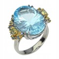 Pierścionek 16.91ct Sky Blue Topaz szafiry r17 925