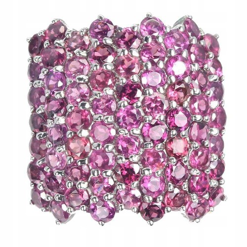 Natural rhodolite garnet silver ring size 20