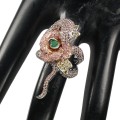 Silver snake ring Sapphires Songea size 13 flower