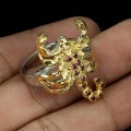 Ring, 925 silver, garnet scorpion size 18