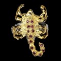 Ring, 925 silver, garnet scorpion size 18
