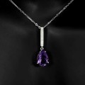 Silver necklace with natural amethyst cubic zirconia 12
