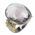 Pierścionek ametyst 25.27ct szafiry srebro r 19