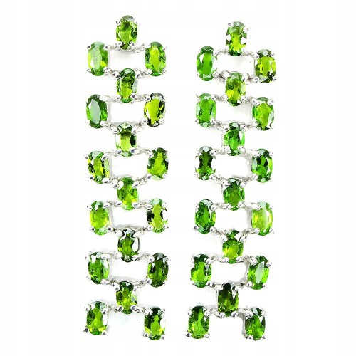 925 silver earrings, natural diopsides