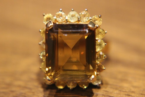 Natural quartz ring size 13 sapphires