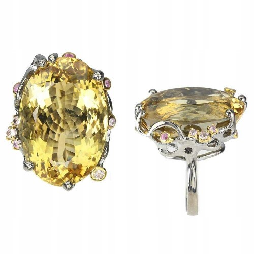 Natural ring 43.58ct citrine sapphires, size 16