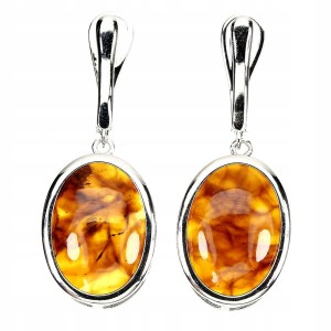 Srebrne kolczyki naturalne bursztyny 925 5