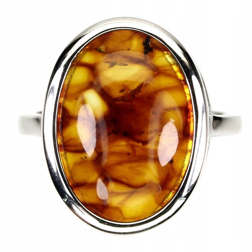 Pierścionek srebrny naturalny bursztyn 925 r 16